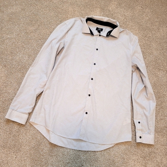 H&M Mens Slim Fit Button Up Printed Shirt Size Large - Picture 1 of 5